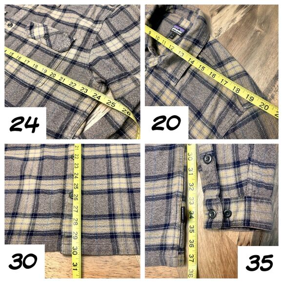 Patagonia Fjord Heavyweight Flannel Men's L Organic Cotton Gray Navy Plaid FA17 - Picture 5 of 8